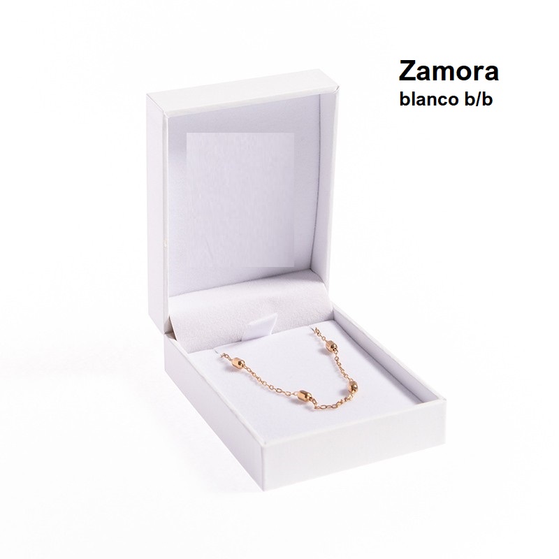 Estuche Zamora blanco cadena colgante 59x79x24 mm.
